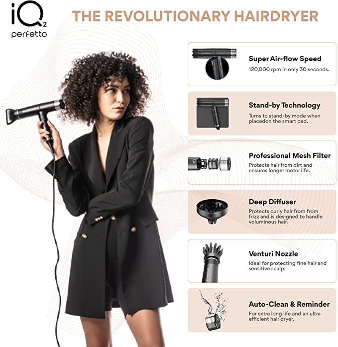 GAMA Professional IQ2 Perfetto Hair Dryer - Black